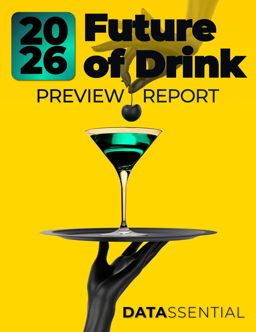 2026 future of drink headline with martini glass