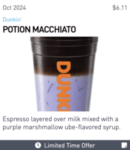 Dunkin's Potion Macchiato